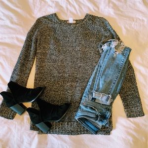 Black and white knit sweater
